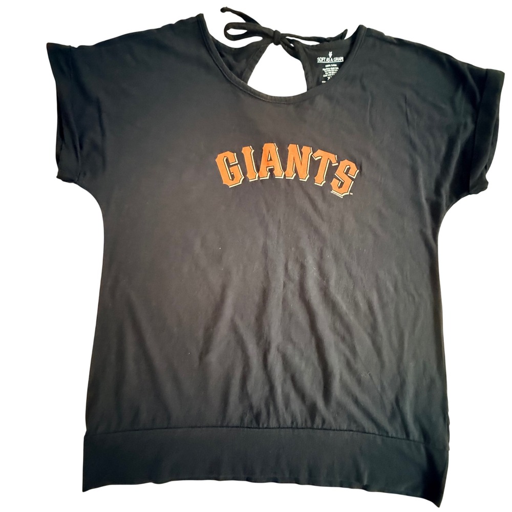 Soft as a Grape SF Giants MLB Tie Back Graphic Tee Black XXL Womens Sporty